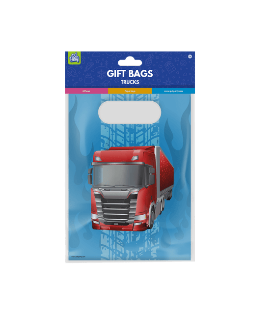 Blauwe Cadeautasje Trucks 23cm - Partywinkel - 8716764237843