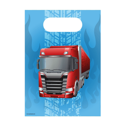 Blauwe Cadeautasje Trucks 23cm - Partywinkel - 8716764237843