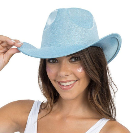Blauwe Glitter Cowboyhoed van CHAKS koop je bij Partywinkel