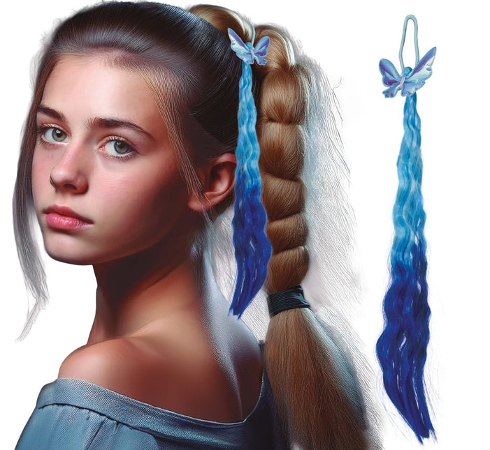 Blauwe Hair Extension Vlinder 35cm van Fiestas Guirca koop je bij Partywinkel