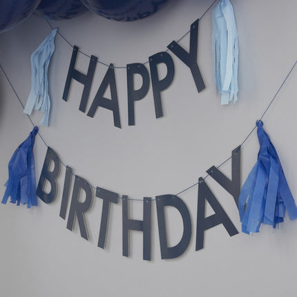 Blauwe Happy Birthday Slinger Tassels 1,5m van Ginger Ray koop je bij Partywinkel