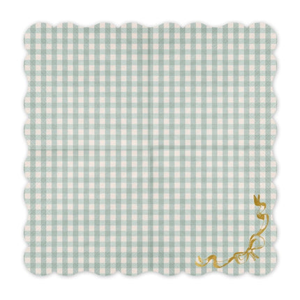 Blauwe Servetten Ruit Met Strik 33cm 12st van Partydeco koop je bij Partywinkel