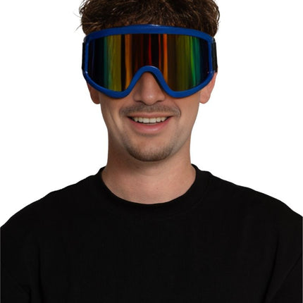 Blauwe Skibril Holografisch van Partychimp koop je bij Partywinkel