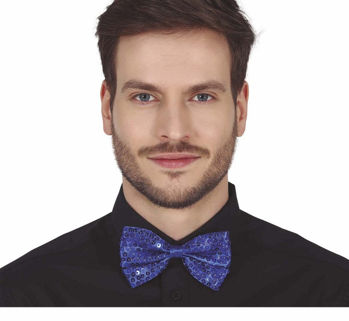 Blauwe Strik Pailletten 12cm van Fiestas Guirca koop je bij Partywinkel