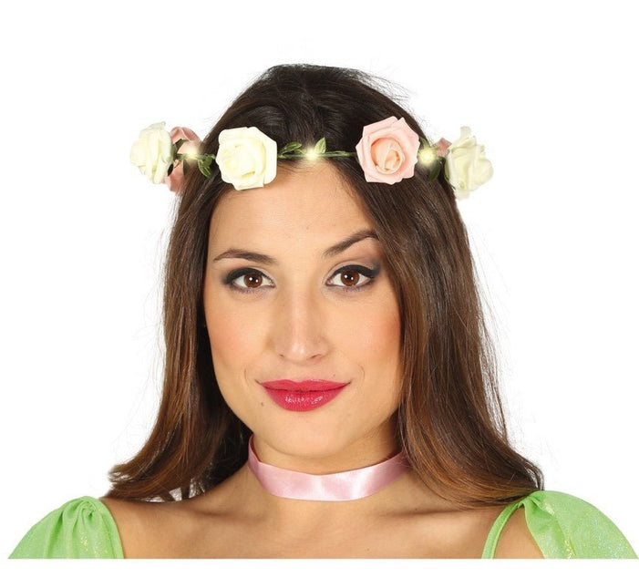 Bloemen Haarband Roos met Lampjes van Fiestas Guirca koop je bij Partywinkel