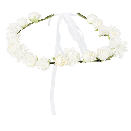 Bloemen Haarband Wit Deluxe - Partywinkel - 8712026522221