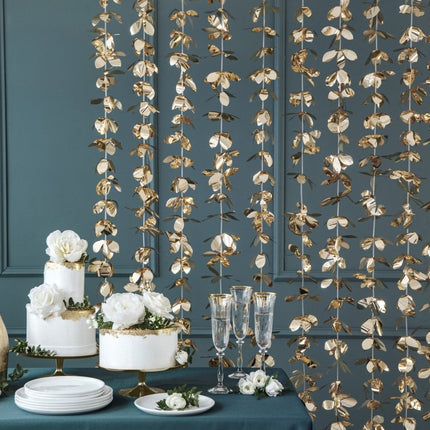 Bloemen Hangdecoratie Goud 2,1m van Partydeco koop je bij Partywinkel