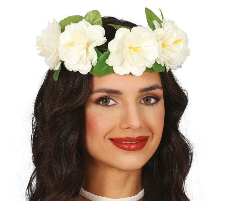 Bloemen Krans Wit 20cm - Partywinkel - 8434077179239