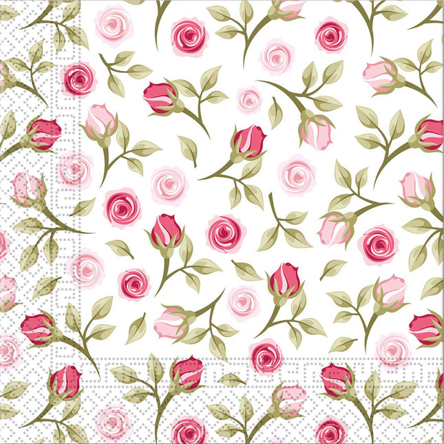 Bloemen Servetten Rozen 33cm 20st van Procos koop je bij Partywinkel