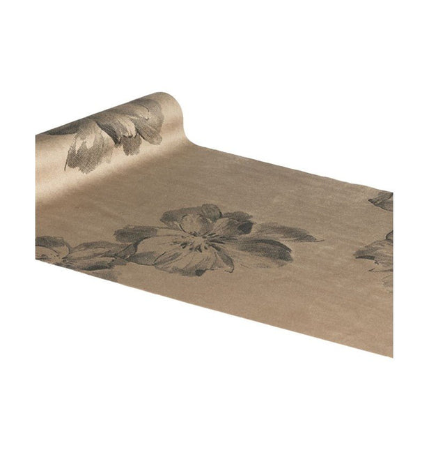 Bloemen Tafelloper Bruin 3m van CHAKS koop je bij Partywinkel