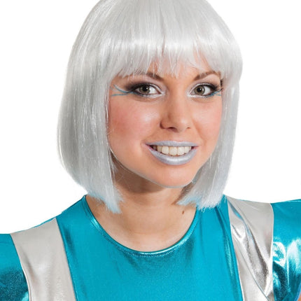 Bob Pruik Wit/Zilver Spacegirl van Orlob koop je bij Partywinkel
