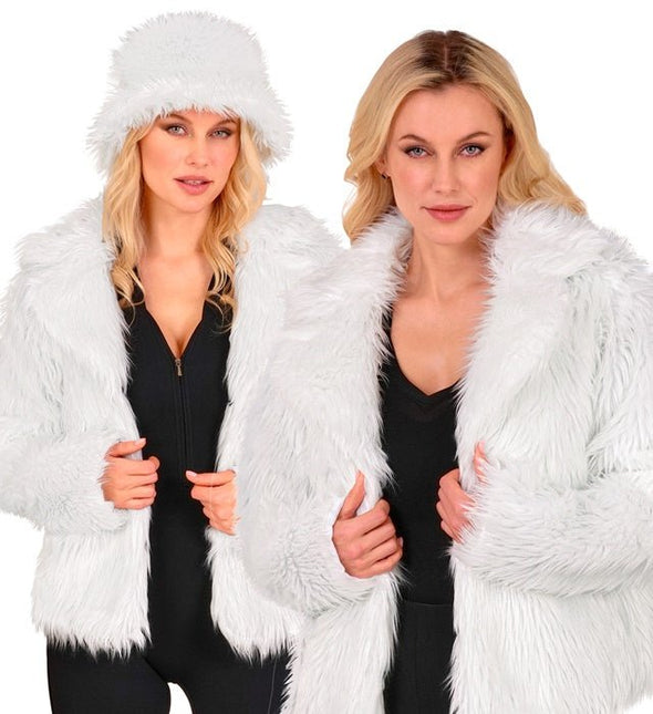 Bontjas Dames Pluche Wit van Widmann koop je bij Partywinkel