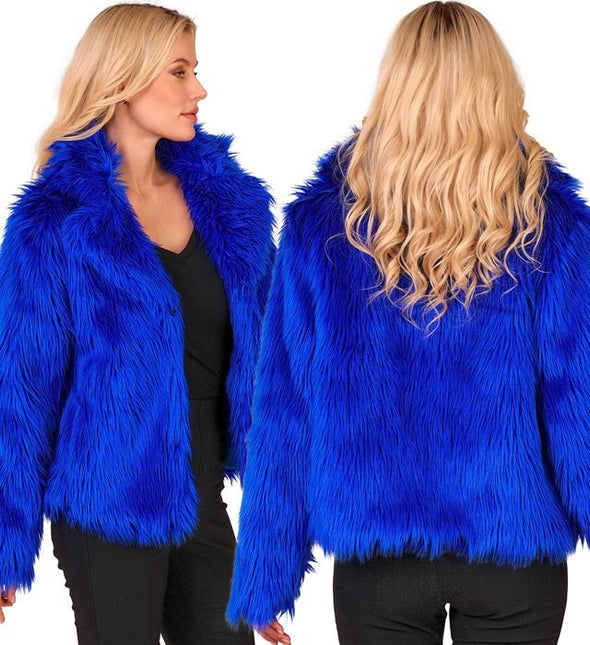 Bontjas Pluche Blauw Dames van Widmann koop je bij Partywinkel
