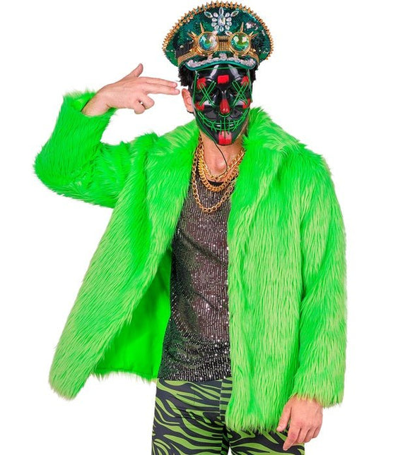 Bontjas Pluche Neon Groen van Widmann koop je bij Partywinkel