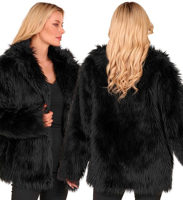 Bontjas Pluche Zwart van Widmann koop je bij Partywinkel