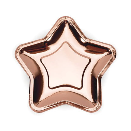 Borden Ster Rose Goud 18cm 6st van Partydeco koop je bij Partywinkel