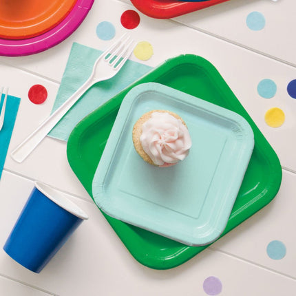 Borden Vierkant Groen 23cm 14st van Unique koop je bij Partywinkel