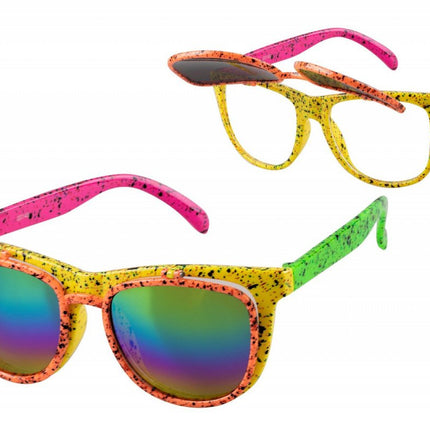 Bril 80's hologram met klep - Partywinkel - 8720059011421