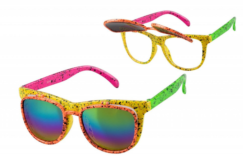 Bril 80's hologram met klep - Partywinkel - 8720059011421
