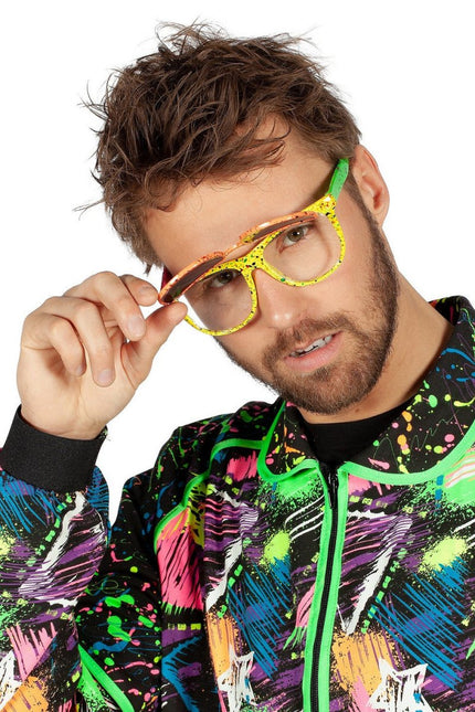Bril 80's hologram met klep - Partywinkel - 8720059011421