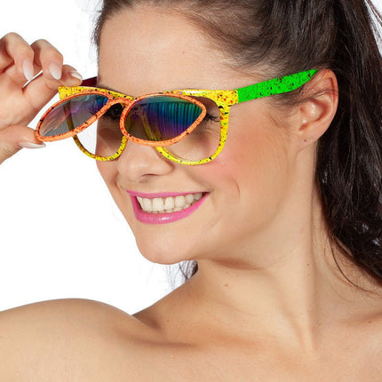 Bril 80's hologram met klep - Partywinkel - 8720059011421
