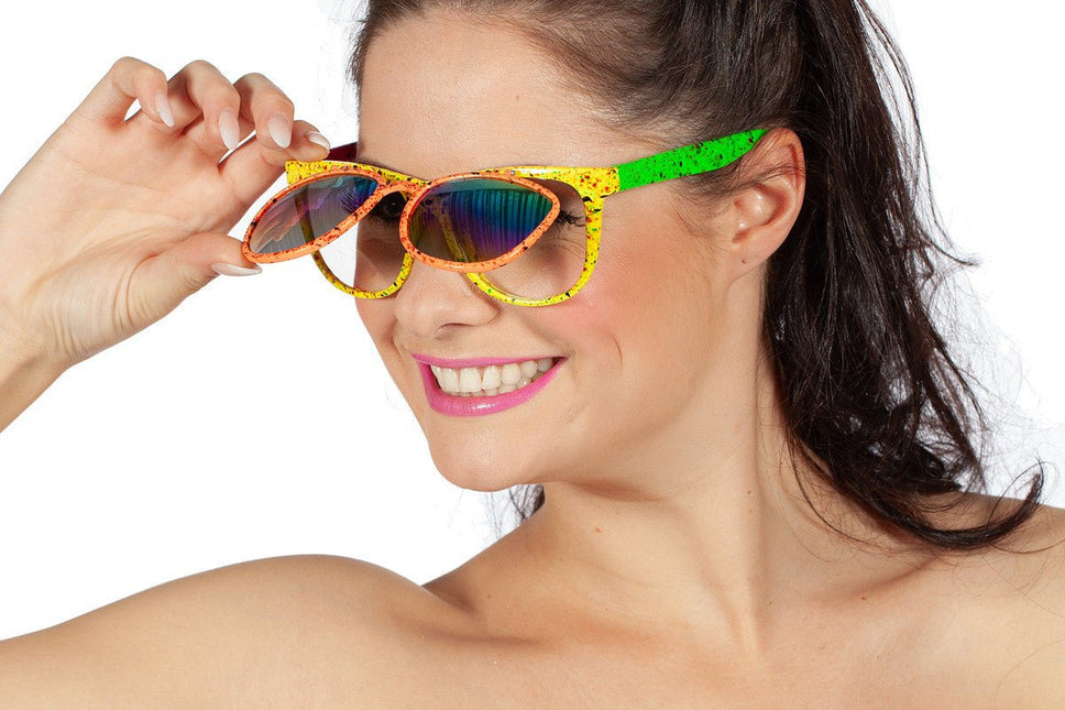 Bril 80's hologram met klep - Partywinkel - 8720059011421