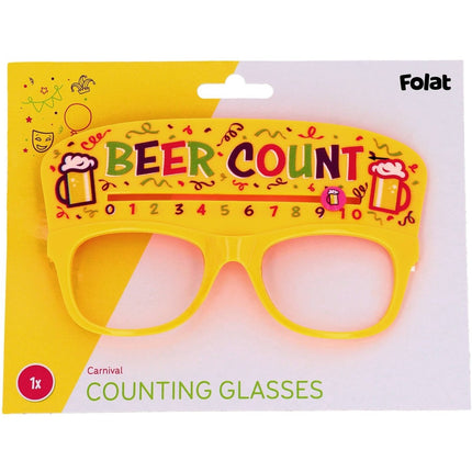 Bril - Bierteller - "Beer count" - Geel van Folat koop je bij Partywinkel