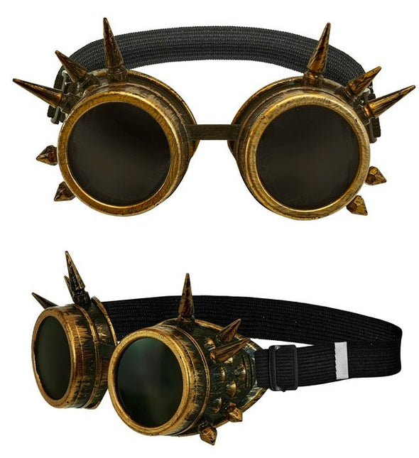 Bril Steampunk Antiek Goud Gespijkerd van Widmann koop je bij Partywinkel