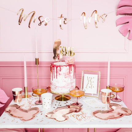 Bruiloft Slinger Miss to Mrs, Rose Goud 76cm van Partydeco koop je bij Partywinkel
