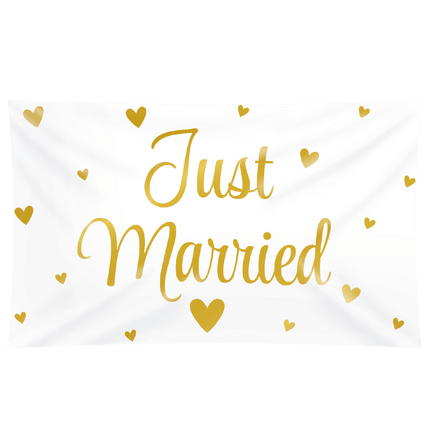 Bruiloft Vlag Just Married Xxl 1,5m van Paper Dreams koop je bij Partywinkel