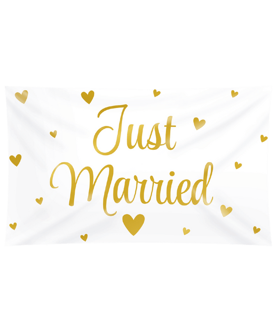 Bruiloft Vlag Just Married Xxl 1,5m van Paper Dreams koop je bij Partywinkel