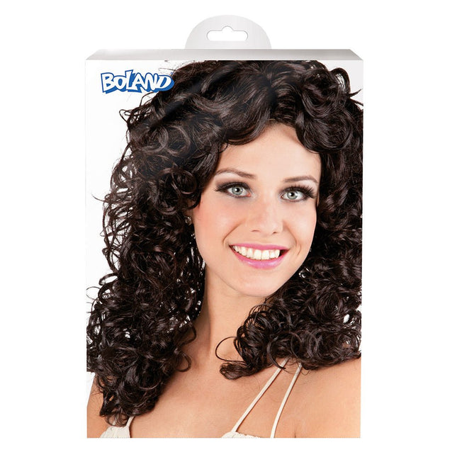 Bruin Zwarte Pruik Norah van Boland koop je bij Partywinkel