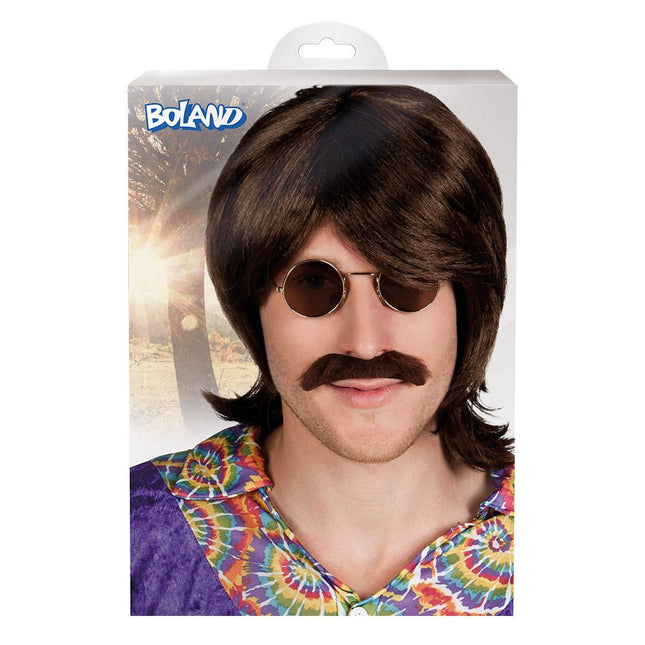 Bruine Pruik Gary Met Snor van Boland koop je bij Partywinkel