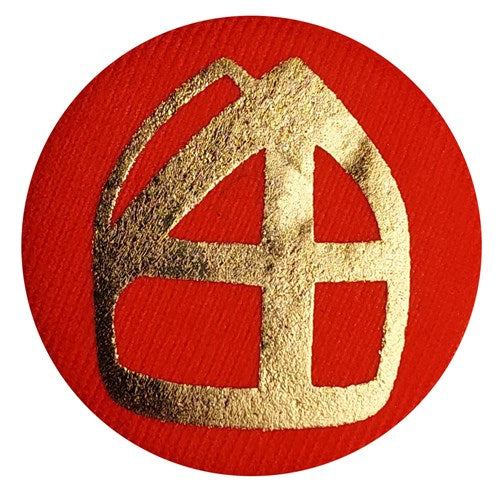 Pulsante con mitra rosso