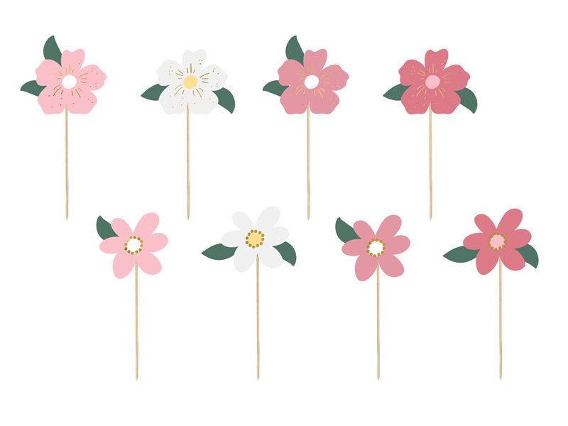 Caketopper Bloemen 14,5cm 8st van Partydeco koop je bij Partywinkel