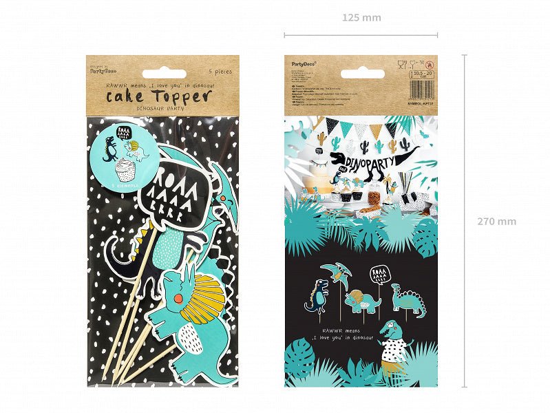 Caketopper Dinosaurs 20cm 5st van Partydeco koop je bij Partywinkel
