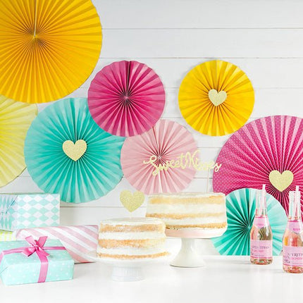 Caketopper Hartjes Goud 6st van Partydeco koop je bij Partywinkel