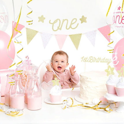 Caketoppers 1 Jaar Goud 6st van Partydeco koop je bij Partywinkel
