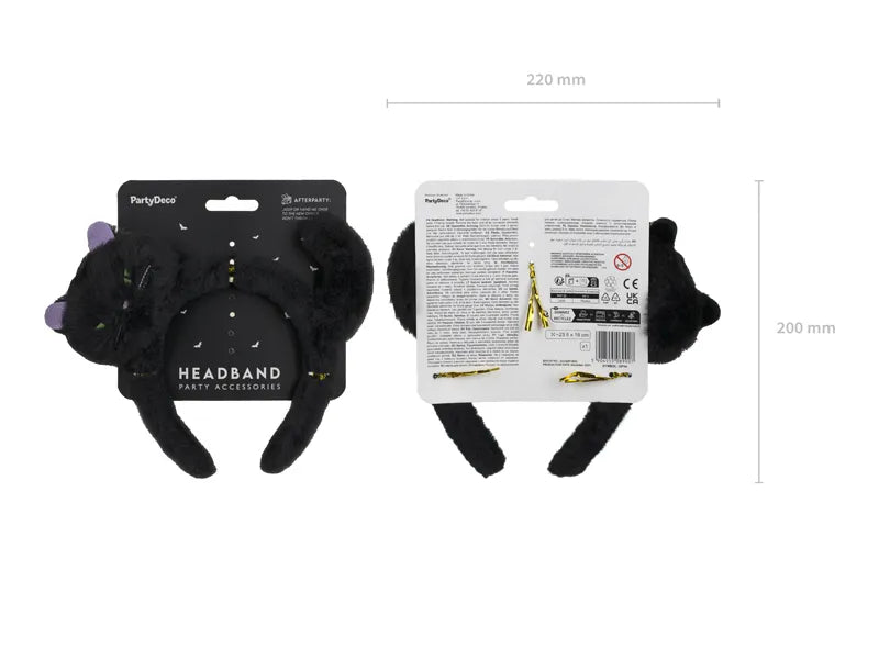 Cat Headband, 23.5x18 cm, black van Partydeco koop je bij Partywinkel