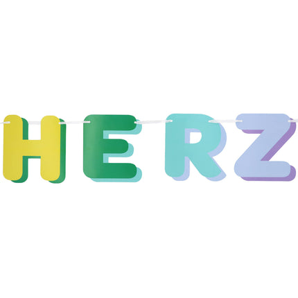 Ghirlanda di lettere colorate Herzlich Willkommen 2,6m