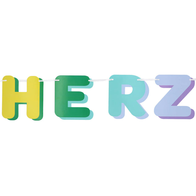 Ghirlanda di lettere colorate Herzlich Willkommen 2,6m