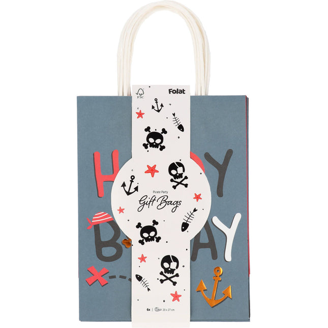 Sacchetti per feste pirata 27cm 6pz