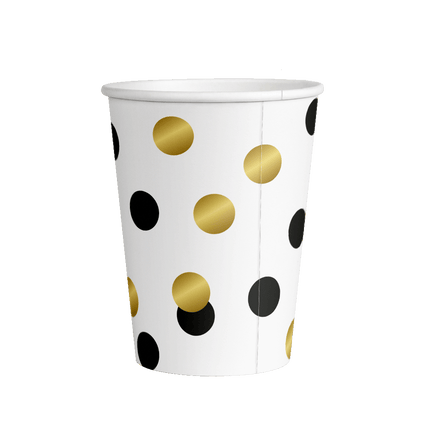 Tazze di buon compleanno a pois 8cm 8pz