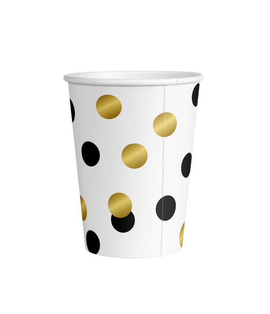 Tazze di buon compleanno a pois 8cm 8pz