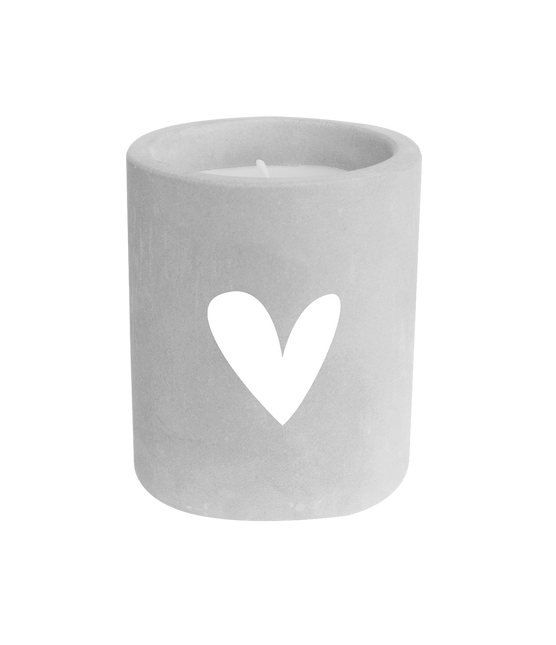 Cuore di candela in cemento grigio da 8 cm