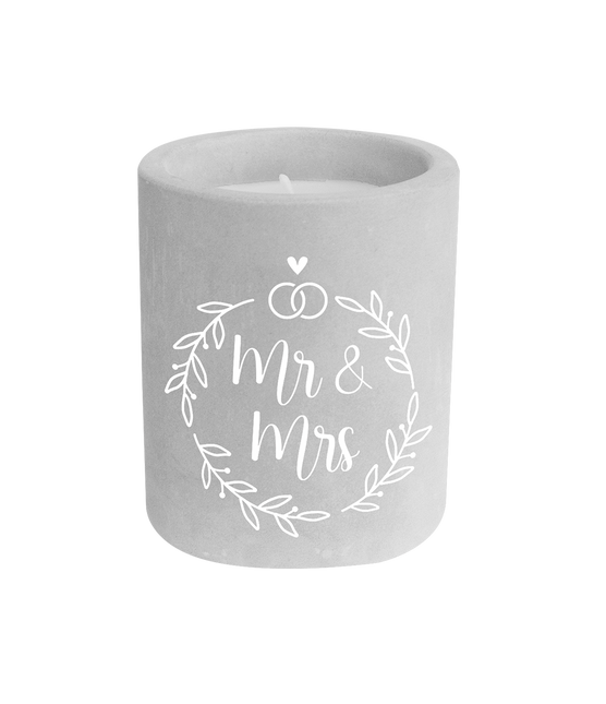 Candela di cemento grigia Mr & Mrs 8 cm