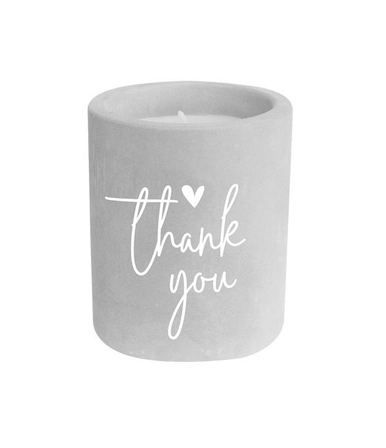 Candela di cemento grigia Thak You 8 cm