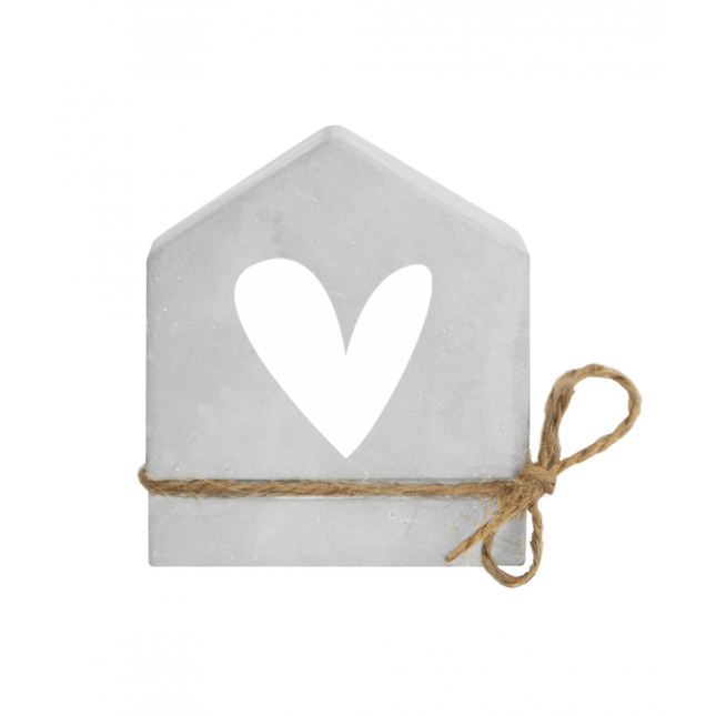Cuore di casa in cemento grigio da 8 cm