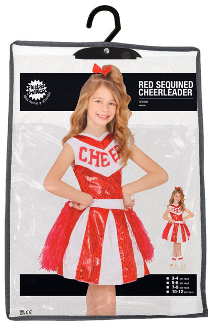 Cheerleader Jurk Rood Wit Meisje - Partywinkel - 8434077785126