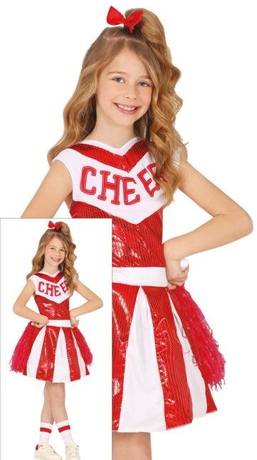 Cheerleader Jurk Rood Wit Meisje - Partywinkel - 8434077785126
